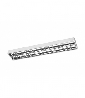 Oprawa rastrowa E, 2x58W, T8, G13, AC220-240V, 50/60Hz, IP20, EVG, PAR, natynkowa, biały