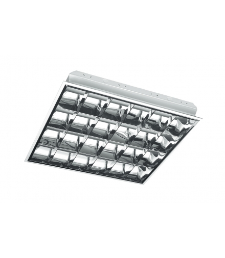 Oprawa rastrowa E, 4x18W, T8, G13, AC220-240V, 50/60Hz, IP20, EVG, PAR, wpuszczana, biały