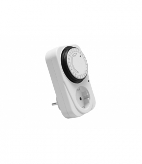 Programator czasowy 24h, mechaniczny, max. 3500W, AC220-240V, 50/60Hz, IP20, schuko, biały