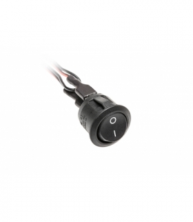 Przełącznik kołyskowy czarny 12V 3A z przewodami 0,1m i konektorami mini amp męski i żeński