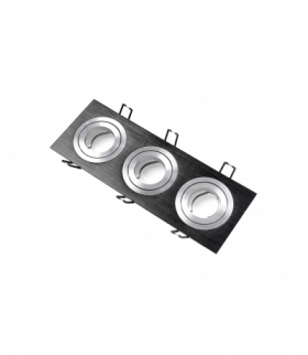 Sufitowa oprawa punktowa MORENA, IP20, kwadrat, 3 oczka, czarna