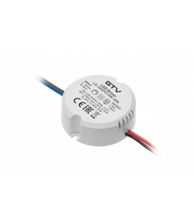 Zasilacz LED puszkowy 12V,15W, input 220-240VAC, IP20, wym.fi55 x 21mm z przewodami 100mm