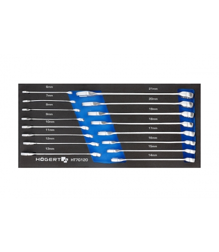 Zestaw kluczy płasko-oczkowych 16 szt., wkład EVA