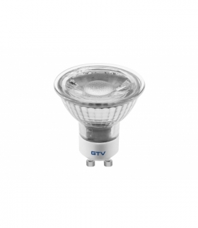 ŹRÓDŁO ŚWIATŁA LED, SMD 2835, NEUTRALNA BIAŁA, GU10, 5W, AC220-240V, SZKŁO, KĄT ŚWIECENIA 38*, 400lm