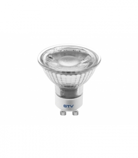 ŹRÓDŁO ŚWIATŁA LED, SMD 2835, ZIMNA BIAŁA, GU10, 5W, AC220-240V, SZKŁO, KĄT ŚWIECENIA 38*, 400lm, 43
