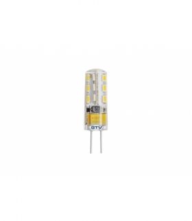 ŻARÓWKA LED, SMD 3014, SILIKON, NEUTRALNA BIAŁA, G4, 2 W, KĄT ŚWIECENIA 360*, DC12V, 140 lm,