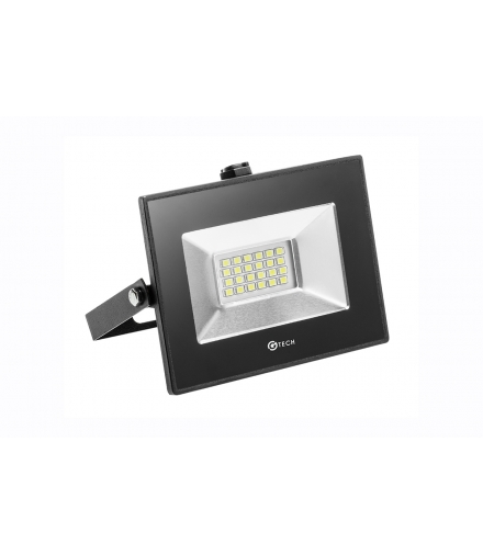 G-TECH Naświetlacz LED 20W, 1400lm AC220-240V, 50/60 Hz, PF0,9, RA80, IP65, 120°, 6400K, czarny