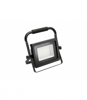 Naświetlacz LED iNEXT, przenośny, 50W, 4000lm AC220-240V, 50/60 Hz, PF0,9, RA80, IP65, 120°, 6400K