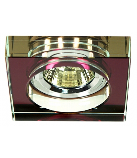 SS-16-CH/PU MR16 CHROM oczko sufitowe lampa sufitowa. STROP. STAŁA KWADRATOWA SZKŁO FIOLETOWE