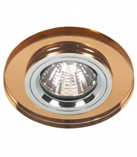 SS-15-CH/BR MR16 CHROM oczko sufitowe lampa sufitowa STAŁA OKRĄGŁA SZKŁO BRĄZOWE