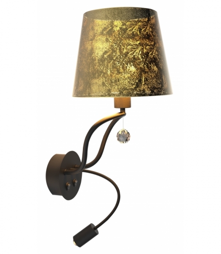 SARIA LAMPA KINKIET 1X6W E14 LED+8W LED CZARNO ZŁOTY APETI