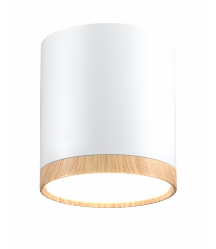 LAMPA SUFITOWA TUBA 5W LED 4000K DREWNIANY+BIAŁY ŚR. 6,8 CM