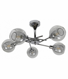 OZZO LAMPA WISZĄCA 5X40W E14 CHROM KLOSZ BEZBARWNY