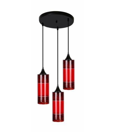 PLAZMA LAMPA WISZĄCA TALERZ 3X60W E27 CZERWONY