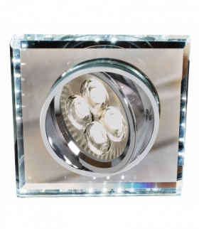 SSU-22-CH/TR+WH GU10 50W+LED SMD 2 1W BIAŁY 230V CHROM oczko sufitowe lampa sufitowa.KWADRATOWA UCHYLNA SZKŁO TRANSPARENTNE