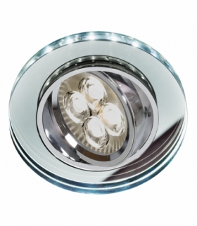 SSU-23-CH/TR+WH GU10 50W+LED SMD 230V BIAŁY 2 1W CHROM oczko sufitowe lampa sufitowa OKRĄGŁA SZKŁO TRANSPARENTNE