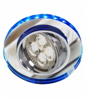 SSU-23-CH/TR+BL GU10 50W+LED SMD 230V NIEBIESKI 2 1W CHROM oczko sufitowe lampa sufitowa OKRĄGŁA SZKŁO TRANSPARENTNE