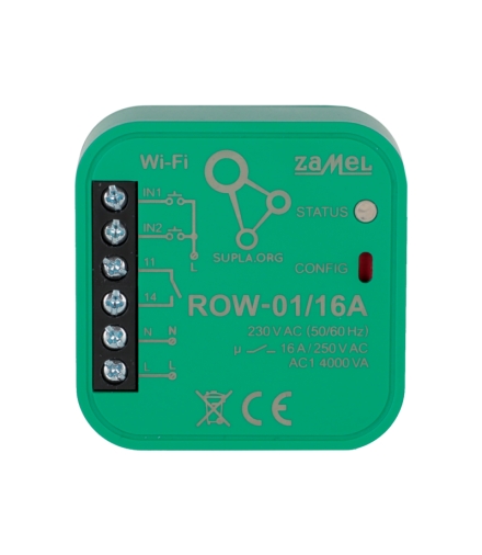 ODBIORNIK WI-FI DOPUSZKOWY 1-KANAŁOWY 16 A, DWUKIERUNKOWY ROW-01/16A SUPLA