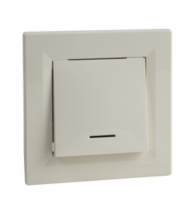 Asfora Przycisk 1-biegunowy z podświetleniem, kremowy Schneider EPH1600123