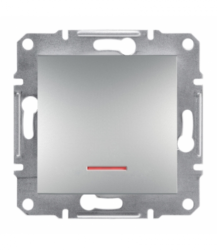Asfora Przycisk bez ramki z podświetleniem (zaciski śrubowe) aluminium Schneider EPH1600361