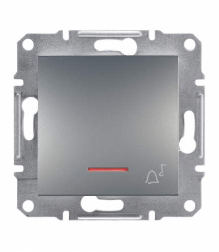 Asfora Przycisk dzwonek bez ramki z podświetleniem (zaciski śrubowe) stal Schneider EPH1700362