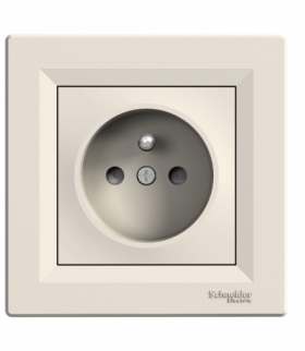 Asfora Gniazdo pojedyncze 2P+PE z przesłonami krem Schneider EPH2800223