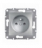 Asfora Gniazdo 2P+PE z przesłonami bez ramki, aluminium Schneider EPH2800261
