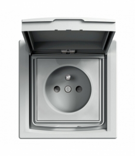 Asfora Gniazdo 2P+PE IP44 z/r (1-kr.) przesłonami, aluminium Schneider EPH2800361