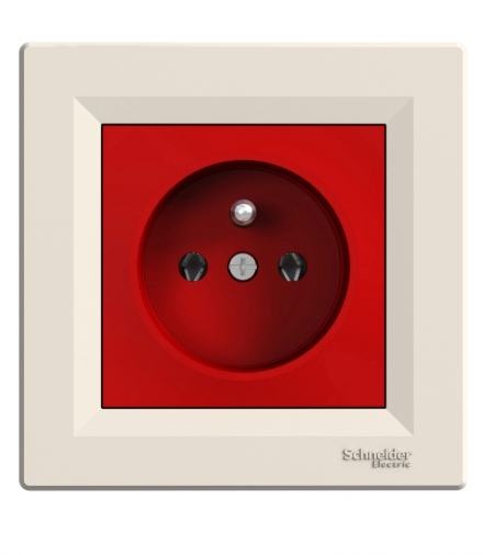 Asfora Gniazdo pojedyncze 2P+PE czerwono-kremowy Schneider EPH2800423