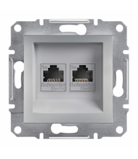 Asfora Gniazdo komputerowe 2x RJ45 kat.5e UTP bez ramki aluminium Schneider EPH4400161