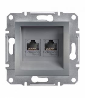 Asfora Gniazdo komputerowe RJ45 2x kat.6 UTP bez ramki stal Schneider EPH4800162