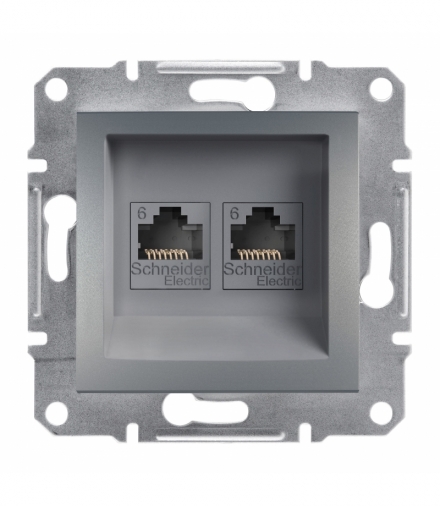 Asfora Gniazdo komputerowe RJ45 2x kat.6 UTP bez ramki stal Schneider EPH4800162