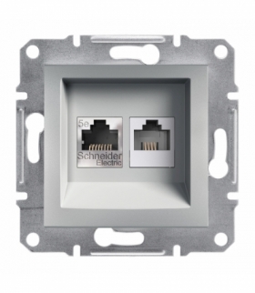 Asfora Gniazdo telefoniczne RJ11+komputerowe kat.5e UTP bez ramki aluminium Schneider EPH4900161