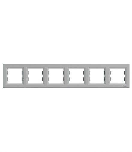 Asfora Ramka 6-krotna pozioma aluminium Schneider EPH5800661