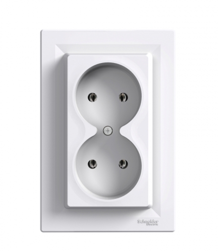 Asfora Gniazdo 2x2P, podwójne, bez uziemienia, biały Schneider EPH9700221