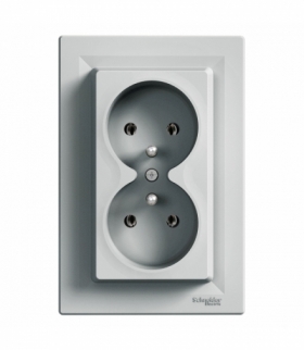 Asfora Gniazdo 2x2P+PE, podwójne, aluminium Schneider EPH9800261