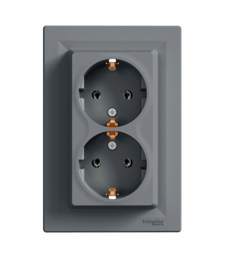 Asfora Gniazdo podwójne SCHUKO stal Schneider EPH9900162