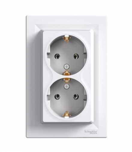 Asfora Gniazdo podwójne SCHUKO (DIY) biały Schneider EPH9901121