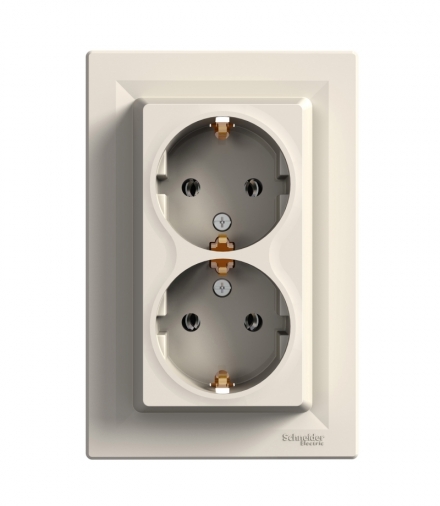 Asfora Gniazdo podwójne SCHUKO (DIY) krem Schneider EPH9901123
