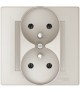 Asfora Gniazdo 2x2P+PE do systemu ramkowego z/r, krem Schneider EPH9811223