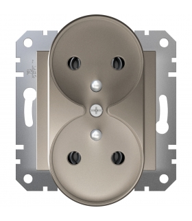 Asfora Gniazdo 2x2P+PE do systemu ramkowego, brąz Schneider EPH9810269