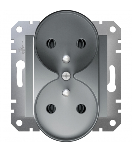 Asfora Gniazdo 2x2P+PE do systemu ramkowego, stal Schneider EPH9810262
