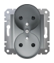 Asfora Gniazdo 2x2P+PE do systemu ramkowego, stal Schneider EPH9810262