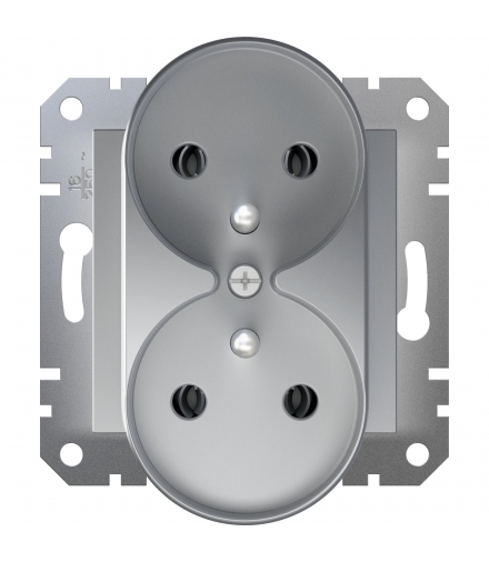Asfora Gniazdo 2x2P+PE do systemu ramkowego, aluminium Schneider EPH9810261