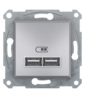 Asfora Gniazdo ładowarki USB 2.1A bez ramki, aluminium Schneider EPH2700261