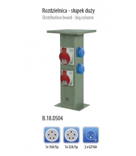 Rozdzielnica SŁUPEK ogrodowy duży, 1x16A/5p,1x32A/5p, 2xGZ 250V, IP44