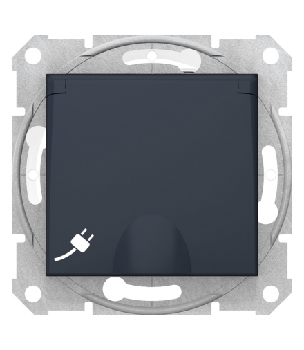 Sedna Gniazdo pojedyncze 2P+PE z przesłonami IP44 grafit Schneider SDN2800370