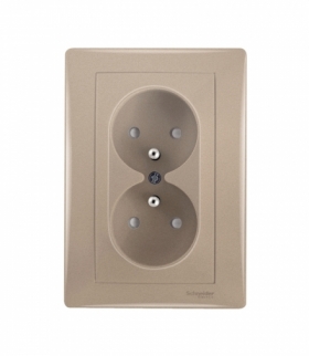 Sedna Gniazdo podwójne 2P+PE z przesłonami satyna Schneider SDN2800668