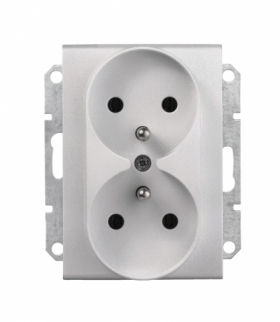 Sedna Gniazdo podwójne 2P+PE do systemu ramkowego aluminium Schneider SDN2800960