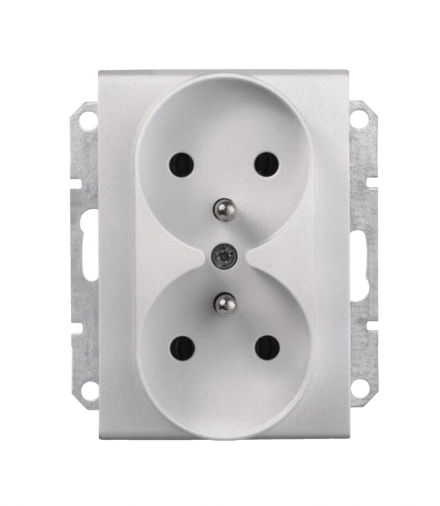 Sedna Gniazdo podwójne 2P+PE do systemu ramkowego aluminium Schneider SDN2800960